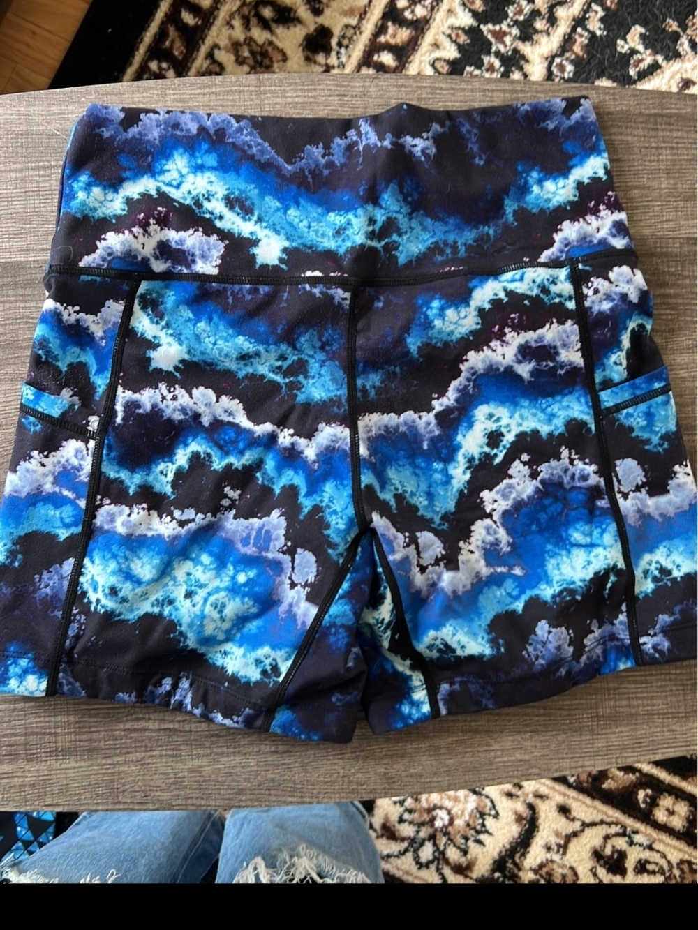Constantly Varied Gear Blue Wave Print High-Waist Athletic Shorts - Picture 2 of 4